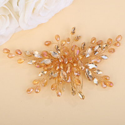 Κόκκινη σαμπάνια στρας νυφική χτένα μαλλιών Πράσινη γυναικεία κεφαλή ροζ μπλε κρύσταλλο κοσμήματα κεφαλής γάμου Μαύρα καλύμματα κεφαλής παράνυμφων