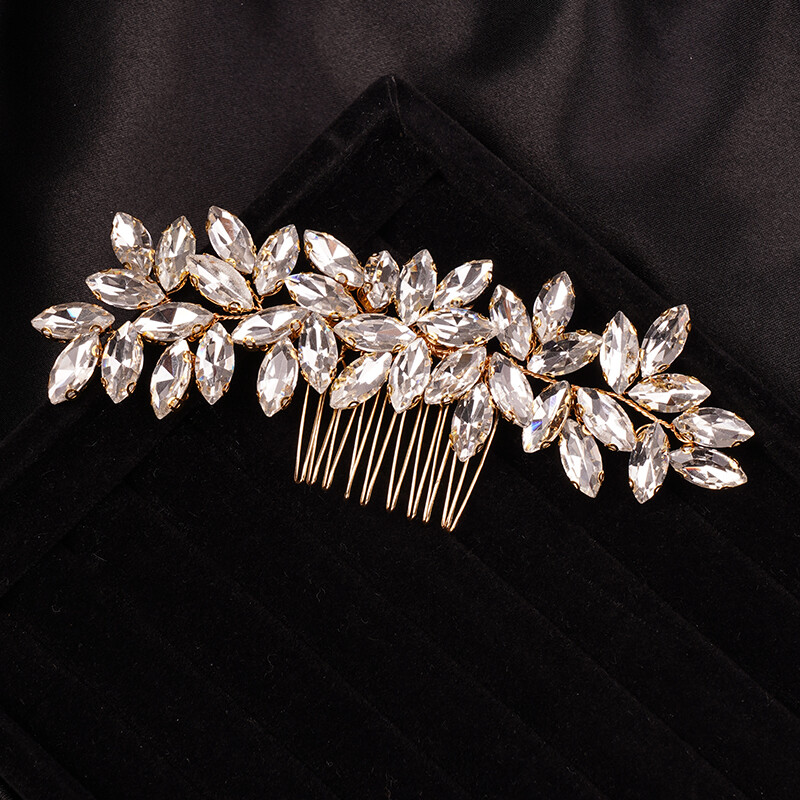 Kristály Strasszkő Hajfésűk Rose Gold Ezüst színű fejdísz menyasszonynak Női Esküvői Haj Kiegészítők Fejékszerek