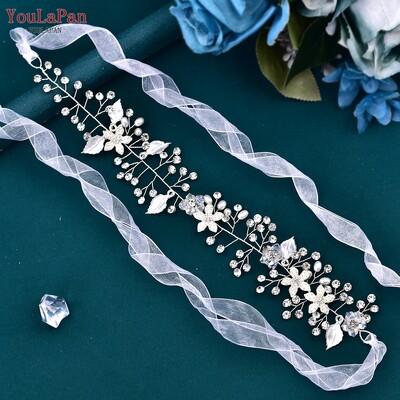 YouLaPan HP236 Bentita pentru frunte de nunta pentru femeie Mireasa Casca din aliaj cu strasuri Tiara de mireasa Accesorii pentru par de nunta