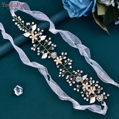 YouLaPan HP236 Bentita pentru frunte de nunta pentru femeie Mireasa Casca din aliaj cu strasuri Tiara de mireasa Accesorii pentru par de nunta