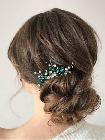 Bohemian Green Wedding Hair Comb Rhinestone Hair Jewelry Νυφικό λουλούδι headpiece Ρομαντικά στολίδια μαλλιών για νύφη στολίδι μαλλιών