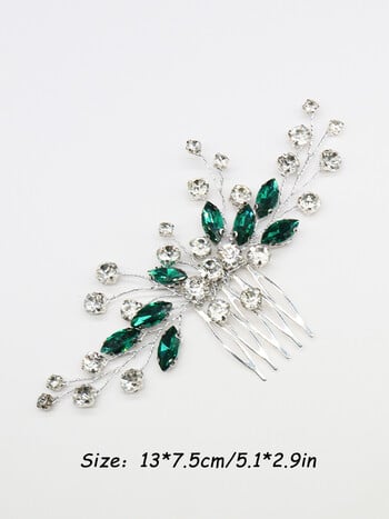 Bohemian Green Wedding Hair Comb Rhinestone Hair Jewelry Νυφικό λουλούδι headpiece Ρομαντικά στολίδια μαλλιών για νύφη στολίδι μαλλιών