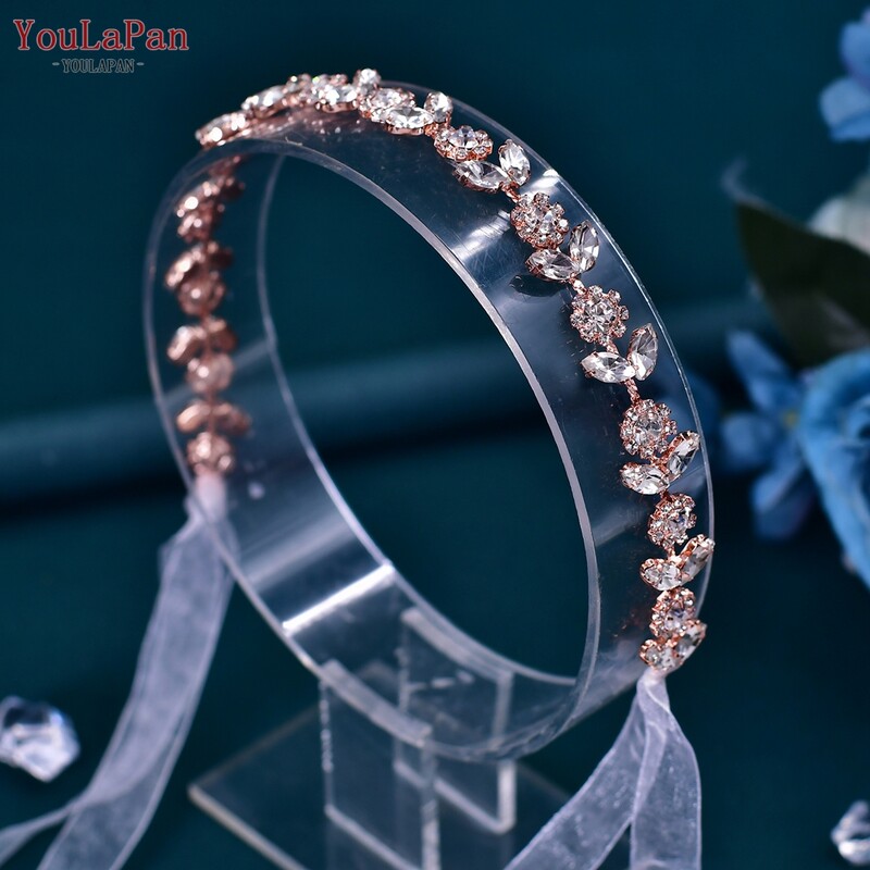 YoulaPan HP309 lány hajkiegészítők ezüst rózsa arany napraforgó strassz hajlánc parti esküvői fejpánt menyasszonyi fejpánt