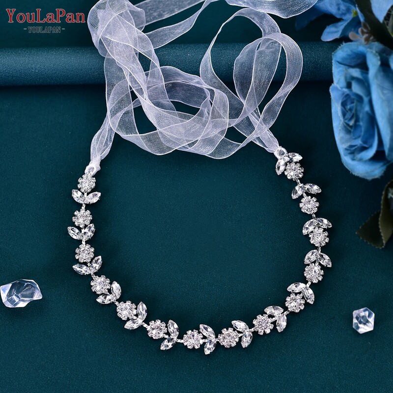 YoulaPan HP309 lány hajkiegészítők ezüst rózsa arany napraforgó strassz hajlánc parti esküvői fejpánt menyasszonyi fejpánt