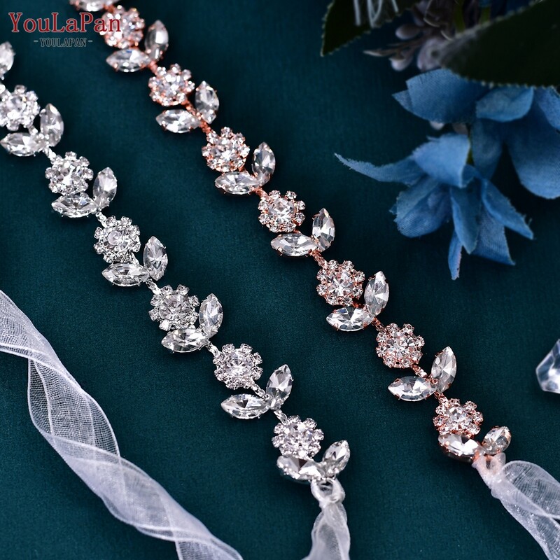 YoulaPan HP309 lány hajkiegészítők ezüst rózsa arany napraforgó strassz hajlánc parti esküvői fejpánt menyasszonyi fejpánt