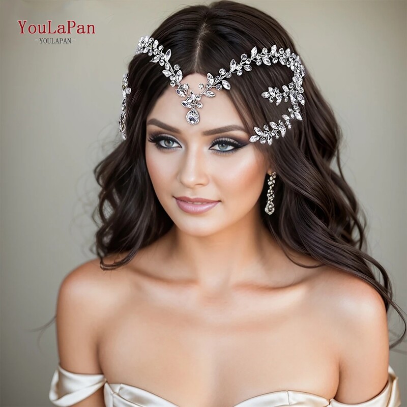 YouLaPan Νυφική Κεφαλόδεσμος Γάμος Αξεσουάρ Μαλλιών Rhinestone Αξεσουάρ Μαλλιών Μέτωπο Νερό Διαμάντι Γυναικεία κορδέλα HP599
