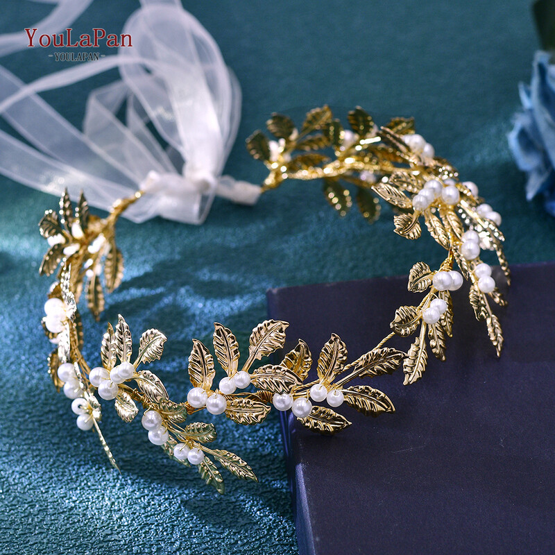 YouLaPan Hp353 Zlatna kruna Pokrivala za glavu Pokrivalo za glavu Biserni vijenac Vjenčana tijara Trake za glavu Ženski dodaci za kosu s nakitom