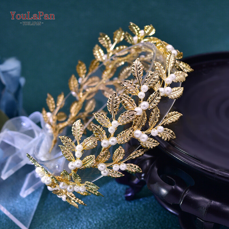 YouLaPan Hp353 Zlatna kruna Pokrivala za glavu Pokrivalo za glavu Biserni vijenac Vjenčana tijara Trake za glavu Ženski dodaci za kosu s nakitom