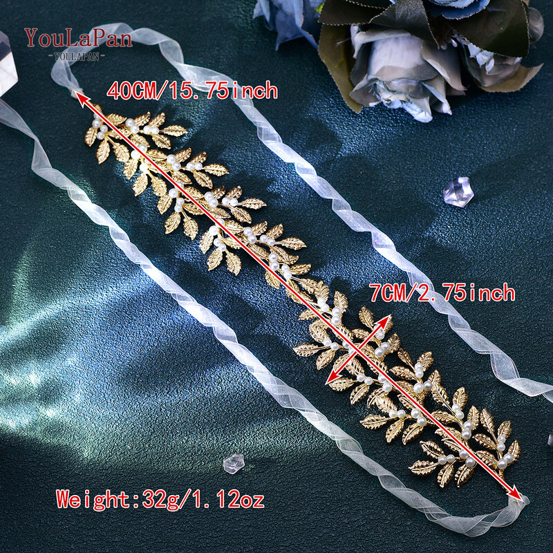 YouLaPan Hp353 Zlatna kruna Pokrivala za glavu Pokrivalo za glavu Biserni vijenac Vjenčana tijara Trake za glavu Ženski dodaci za kosu s nakitom