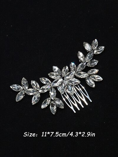 Prabangios Kalnų krištolas Plaukų Šukos Moteriškos Gėlių galvos Papuošalai Auksiniai Sidabriniai Vestuviniai Galvos apdangalai Vestuvių plaukų aksesuarai Plaukų segtukai