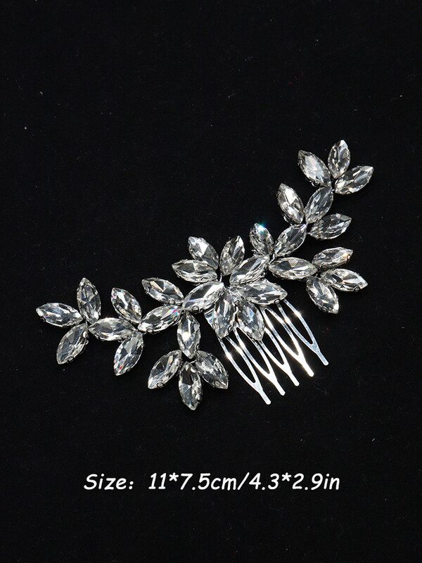 Prabangios Kalnų krištolas Plaukų Šukos Moteriškos Gėlių galvos Papuošalai Auksiniai Sidabriniai Vestuviniai Galvos apdangalai Vestuvių plaukų aksesuarai Plaukų segtukai