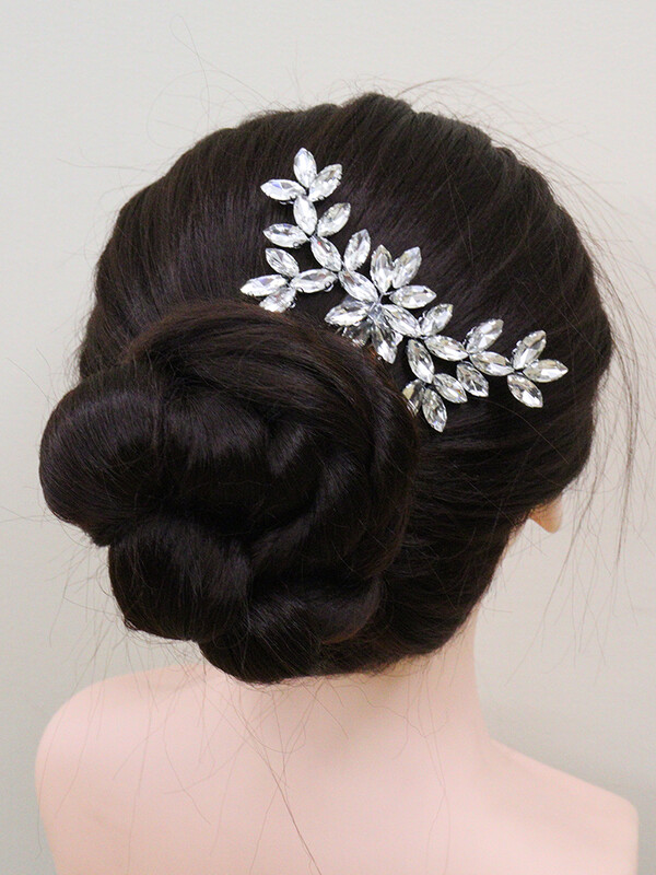 Prabangios Kalnų krištolas Plaukų Šukos Moteriškos Gėlių galvos Papuošalai Auksiniai Sidabriniai Vestuviniai Galvos apdangalai Vestuvių plaukų aksesuarai Plaukų segtukai