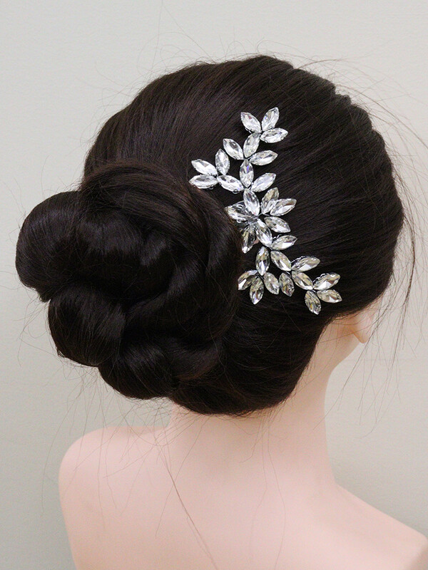 Prabangios Kalnų krištolas Plaukų Šukos Moteriškos Gėlių galvos Papuošalai Auksiniai Sidabriniai Vestuviniai Galvos apdangalai Vestuvių plaukų aksesuarai Plaukų segtukai