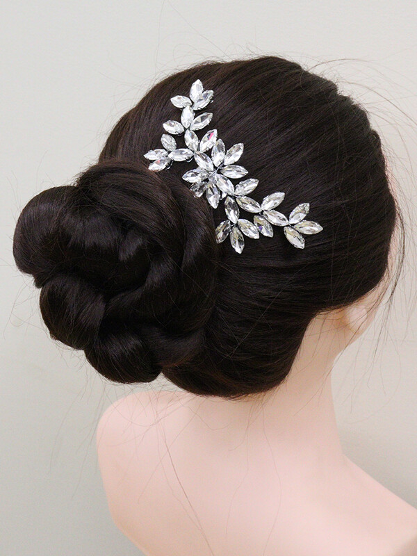 Prabangios Kalnų krištolas Plaukų Šukos Moteriškos Gėlių galvos Papuošalai Auksiniai Sidabriniai Vestuviniai Galvos apdangalai Vestuvių plaukų aksesuarai Plaukų segtukai