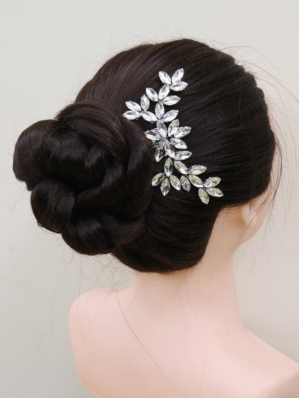 Prabangios Kalnų krištolas Plaukų Šukos Moteriškos Gėlių galvos Papuošalai Auksiniai Sidabriniai Vestuviniai Galvos apdangalai Vestuvių plaukų aksesuarai Plaukų segtukai