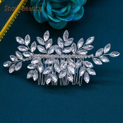 A499 Ασημένιο χρυσό στρας χτένα μαλλιών Γαμήλια κοσμήματα Νυφικά χτενίσματα για γυναίκες Κορίτσι Νύφη κρυστάλλινα καλύμματα κεφαλής χορού