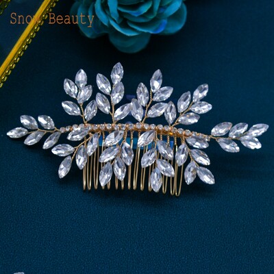 A499 Ασημένιο χρυσό στρας χτένα μαλλιών Γαμήλια κοσμήματα Νυφικά χτενίσματα για γυναίκες Κορίτσι Νύφη κρυστάλλινα καλύμματα κεφαλής χορού