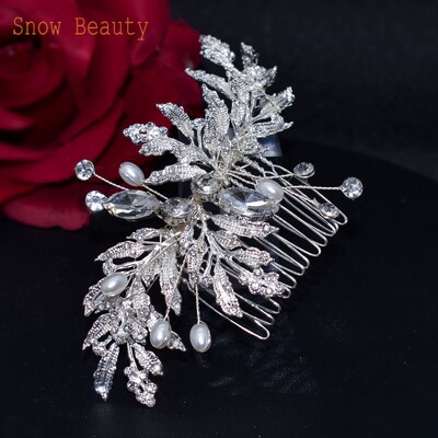 A499 Ασημένιο χρυσό στρας χτένα μαλλιών Γαμήλια κοσμήματα Νυφικά χτενίσματα για γυναίκες Κορίτσι Νύφη κρυστάλλινα καλύμματα κεφαλής χορού