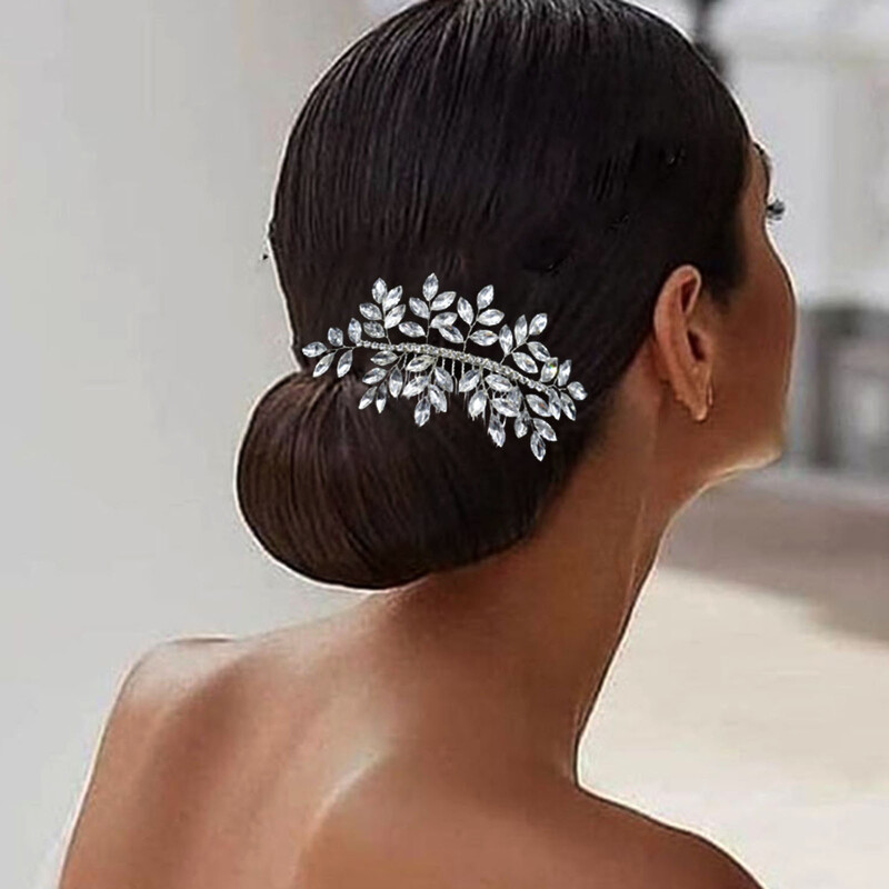 A499 Ασημένιο χρυσό στρας χτένα μαλλιών Γαμήλια κοσμήματα Νυφικά χτενίσματα για γυναίκες Κορίτσι Νύφη κρυστάλλινα καλύμματα κεφαλής χορού