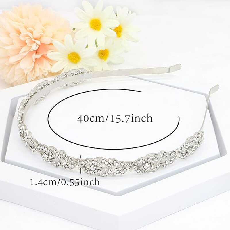 Virágmintás strasszos kristály esküvői fejpánt Menyasszonyi fejpánt Egyszerű tervezésű menyasszonyi fejpánt (ezüst)