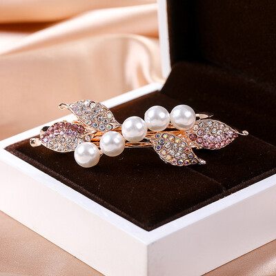 Κρυστάλλινα Floral Γυναικεία φουρκέτα Γυναικεία Κοσμήματα για Γυναικεία Κλιπ Μαλλιά από Κράμα Rhinestone Αλουμίνιο για πάρτι Barrettes Leaf AE024