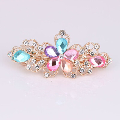 Κρυστάλλινα Floral Γυναικεία φουρκέτα Γυναικεία Κοσμήματα για Γυναικεία Κλιπ Μαλλιά από Κράμα Rhinestone Αλουμίνιο για πάρτι Barrettes Leaf AE024