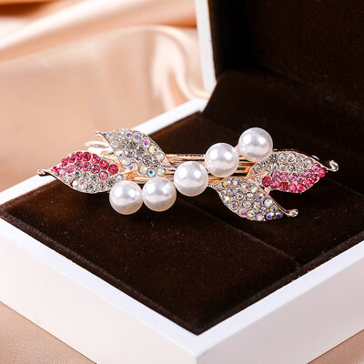 Κρυστάλλινα Floral Γυναικεία φουρκέτα Γυναικεία Κοσμήματα για Γυναικεία Κλιπ Μαλλιά από Κράμα Rhinestone Αλουμίνιο για πάρτι Barrettes Leaf AE024