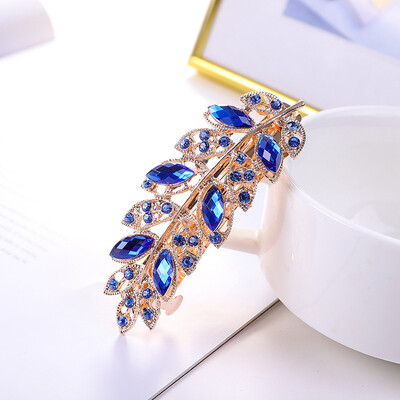 Κρυστάλλινα Floral Γυναικεία φουρκέτα Γυναικεία Κοσμήματα για Γυναικεία Κλιπ Μαλλιά από Κράμα Rhinestone Αλουμίνιο για πάρτι Barrettes Leaf AE024