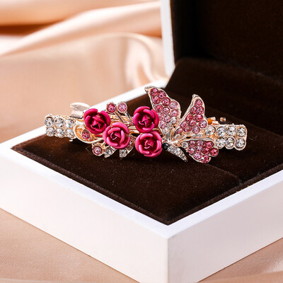 Κρυστάλλινα Floral Γυναικεία φουρκέτα Γυναικεία Κοσμήματα για Γυναικεία Κλιπ Μαλλιά από Κράμα Rhinestone Αλουμίνιο για πάρτι Barrettes Leaf AE024