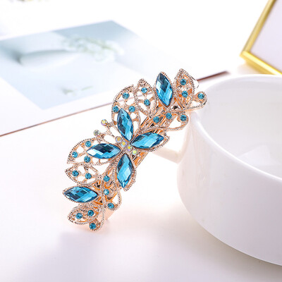 Κρυστάλλινα Floral Γυναικεία φουρκέτα Γυναικεία Κοσμήματα για Γυναικεία Κλιπ Μαλλιά από Κράμα Rhinestone Αλουμίνιο για πάρτι Barrettes Leaf AE024