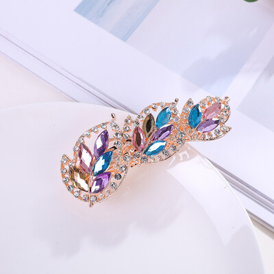 Κρυστάλλινα Floral Γυναικεία φουρκέτα Γυναικεία Κοσμήματα για Γυναικεία Κλιπ Μαλλιά από Κράμα Rhinestone Αλουμίνιο για πάρτι Barrettes Leaf AE024