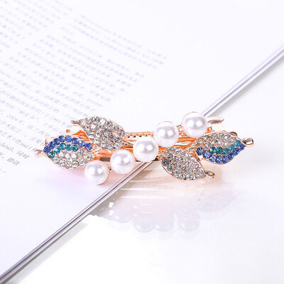 Κρυστάλλινα Floral Γυναικεία φουρκέτα Γυναικεία Κοσμήματα για Γυναικεία Κλιπ Μαλλιά από Κράμα Rhinestone Αλουμίνιο για πάρτι Barrettes Leaf AE024