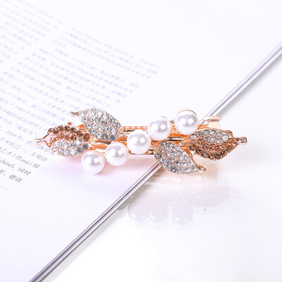 Κρυστάλλινα Floral Γυναικεία φουρκέτα Γυναικεία Κοσμήματα για Γυναικεία Κλιπ Μαλλιά από Κράμα Rhinestone Αλουμίνιο για πάρτι Barrettes Leaf AE024