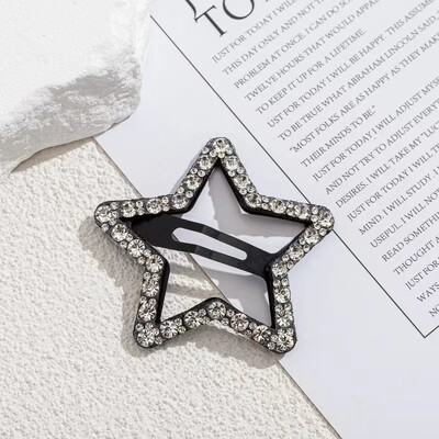 Νέο αντικείμενο Rhinstone Star Κλιπ μαλλιών Snap Clip Φουρκέτες Barrettes Κοσμήματα για τα μαλλιά Αξεσουάρ Δώρα