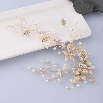 Haj kiegészítők menyasszonyi ötvözet levelek gyöngyvirág hajpánt fejdísz vintage esküvői ruha hajgumi ékszer