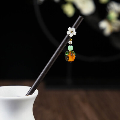 1 db fából készült hajrúd kínai stílusú tekercselő virágos hajtű bojttal, elegáns hölgy hajcsattal Hajkiegészítők Vintage 2024