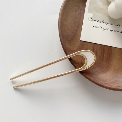 Új Gyöngy Hajtűk Koreai U-alakú Fém Shell Hajcsat Tűk Női Lányok Hajrudak Konty készítő Hajformázó Kiegészítők Ajándékok