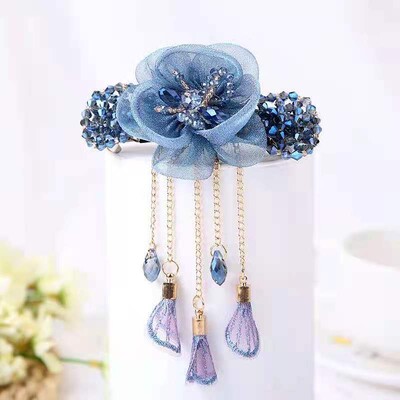 Modes pušķi Ziedu matu sprādzes matu aksesuāri sievietēm Retro Eleganti cirkona zīda atsperu saspraudes mammas galvassegas rotaslietas dāvanas