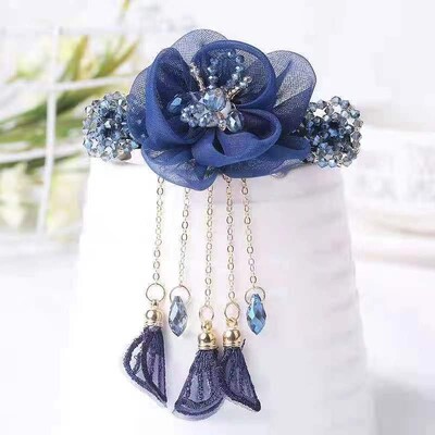 Modes pušķi Ziedu matu sprādzes matu aksesuāri sievietēm Retro Eleganti cirkona zīda atsperu saspraudes mammas galvassegas rotaslietas dāvanas