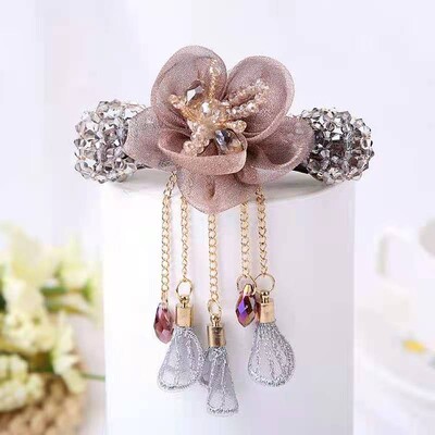 Modes pušķi Ziedu matu sprādzes matu aksesuāri sievietēm Retro Eleganti cirkona zīda atsperu saspraudes mammas galvassegas rotaslietas dāvanas