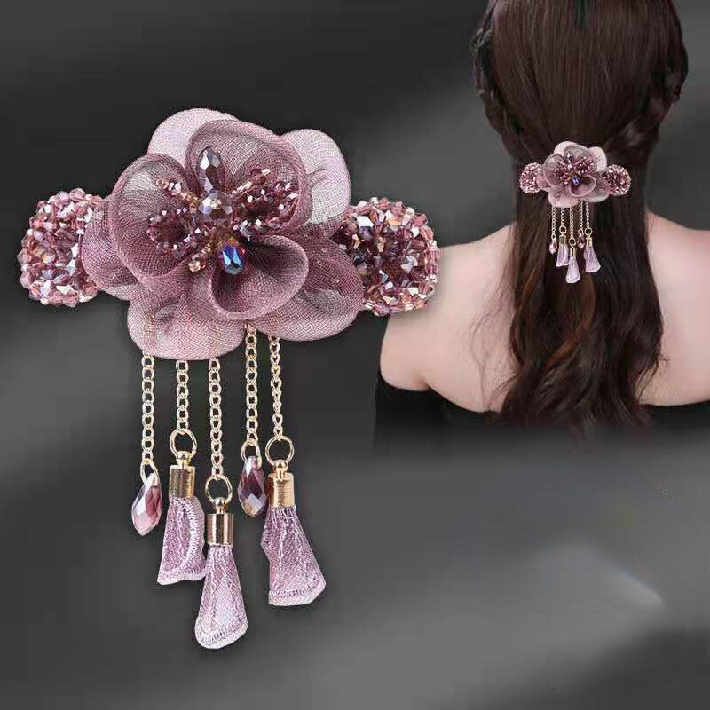 Modes pušķi Ziedu matu sprādzes matu aksesuāri sievietēm Retro Eleganti cirkona zīda atsperu saspraudes mammas galvassegas rotaslietas dāvanas