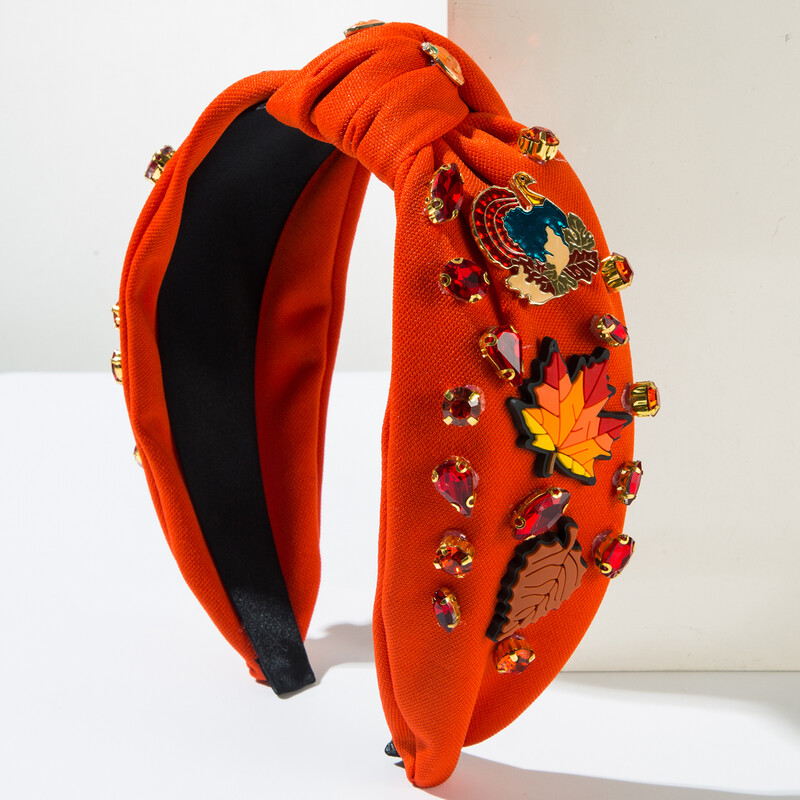 Populiari „Amazon“ padėkos dienos mados juosta su kalnų krištolo lydinio klevo lapų kalakuto aksesuarais, madingas vakarėlių plaukų aksesuaras