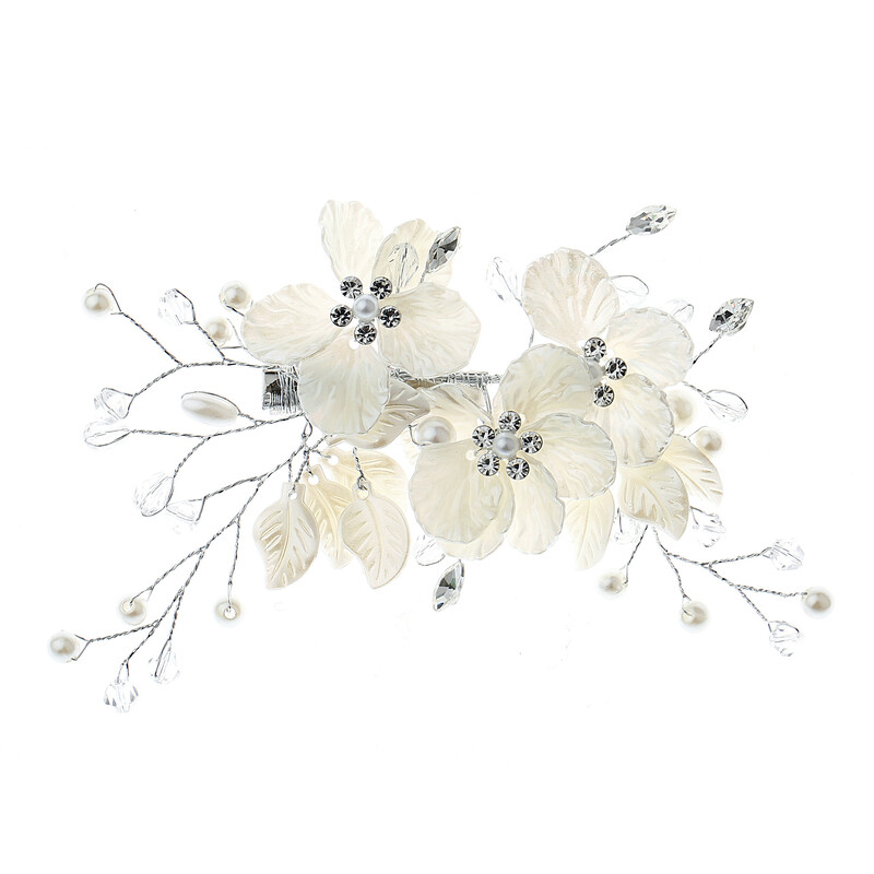 Elegáns hajkapcsok Női Lányok Virágos Hajtű Ékszerek Esküvői Haj Kiegészítők Menyasszonyi Kristály Gyöngy Virág Hajcsat