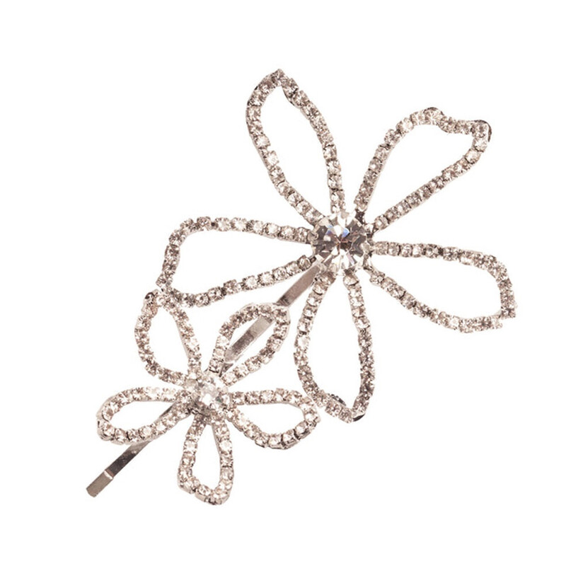 Stonefans Agrafe de păr cu flori mari și mici Bijuterii cu stras pentru femei Tiara de mireasă Boho Accesorii pentru ac de păr din cristal gol