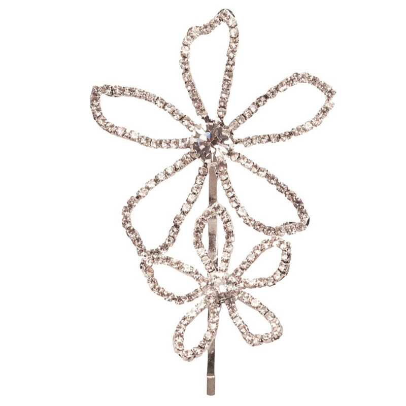 Stonefans Agrafe de păr cu flori mari și mici Bijuterii cu stras pentru femei Tiara de mireasă Boho Accesorii pentru ac de păr din cristal gol