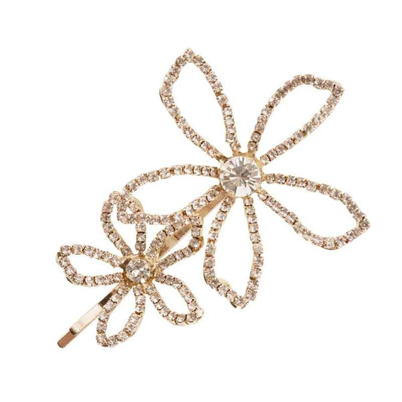 Stonefans Agrafe de păr cu flori mari și mici Bijuterii cu stras pentru femei Tiara de mireasă Boho Accesorii pentru ac de păr din cristal gol