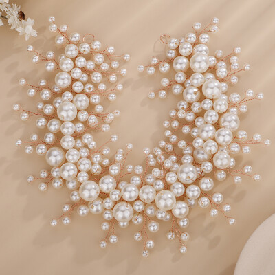 Μοντέρνα χειροποίητα μαργαριτάρια νυφικό κεφαλόδεσμο Πολυτελή αξεσουάρ για τα μαλλιά γάμου Bridesmaid Girls Head Jewels for Women Headpiece Tiaras