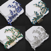 Ezüst strasszos menyasszonyi fejpánt hajfésű Divatos Handamde fekete esküvői hajkiegészítők Piros kék party fejdísz zöld tiaras