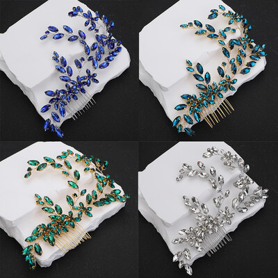 Sudraba Rhinestone Kāzu galvas saite Matu ķemme Moderns Handamde Melns Kāzu Matu Aksesuāri Sarkanzila Ballīte Galvassega Zaļa Tiaras