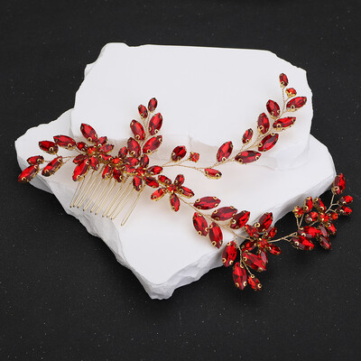 Ezüst strasszos menyasszonyi fejpánt hajfésű Divatos Handamde fekete esküvői hajkiegészítők Piros kék party fejdísz zöld tiaras